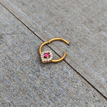 将图片加载到图库查看器，16G 3/8 Clear Pink Gem Gold Tone Open Eye Hinged Segment Ring

