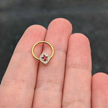 将图片加载到图库查看器，16G 3/8 Clear Pink Gem Gold Tone Open Eye Hinged Segment Ring
