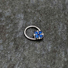 Load image into Gallery viewer, 16G 3/8 Blue Clear Gem Embellished Cross Hinged Segment Ring
