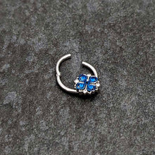 Load image into Gallery viewer, 16G 3/8 Blue Clear Gem Embellished Cross Hinged Segment Ring
