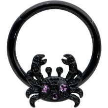 将图片加载到图库查看器，16G 3/8 Purple Gem Black Chic Crab Hinged Segment Ring
