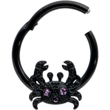 将图片加载到图库查看器，16G 3/8 Purple Gem Black Chic Crab Hinged Segment Ring

