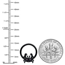 将图片加载到图库查看器，16G 3/8 Purple Gem Black Chic Crab Hinged Segment Ring
