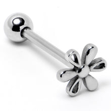 Load image into Gallery viewer, 316L Surgical Steel Loopy Hippie Flower End Barbell Tongue Ring
