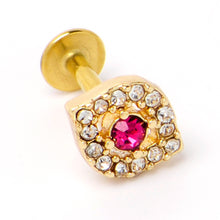 Load image into Gallery viewer, 16G 1/4 Clear Pink Gem Gold Tone Open Eye Labret
