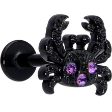 Load image into Gallery viewer, 16G 1/4 Purple Gem Black Chic Crab Labret
