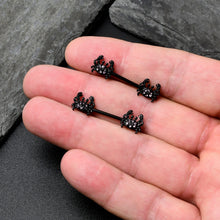 Load image into Gallery viewer, 14G 9/16 Purple Gem Black Chic Crab Barbell Nipple Ring Set
