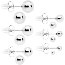 Load image into Gallery viewer, 3mm-8mm Ball Stud 316L Stainless Steel Earrings 6 Pack
