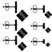 Load image into Gallery viewer, 3mm-8mm Square Stud Black 316L Stainless Steel Earrings 6 Pack

