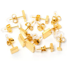 将图片加载到图库查看器，3mm-8mm Square Stud Gold Tone 316L Stainless Steel Earrings 6 Pack
