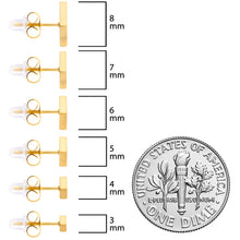 将图片加载到图库查看器，3mm-8mm Square Stud Gold Tone 316L Stainless Steel Earrings 6 Pack
