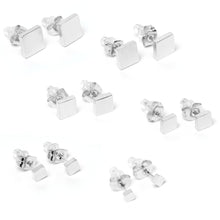 Load image into Gallery viewer, 3mm-8mm Square Stud 316L Stainless Steel Earrings 6 Pack
