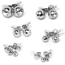 Load image into Gallery viewer, Clear Gem 3mm to 8mm Ball End Stud Earrings Set of 6
