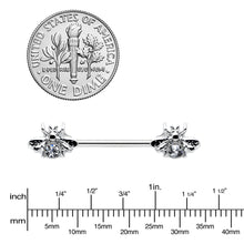将图片加载到图库查看器，14G 9/16 Clear Gem Bee Beautiful Insect Barbell Nipple Ring Set
