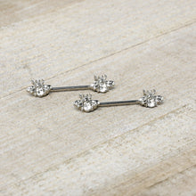 将图片加载到图库查看器，14G 9/16 Clear Gem Bee Beautiful Insect Barbell Nipple Ring Set
