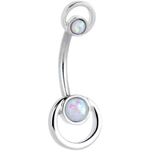 将图片加载到图库查看器，White Faux Opal Double Circle Double Mount Belly Ring
