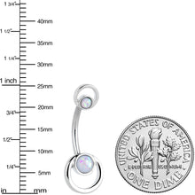 将图片加载到图库查看器，White Faux Opal Double Circle Double Mount Belly Ring
