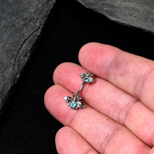 Load image into Gallery viewer, Blue Gem Bees Beautiful Insect Double Mount Belly Ring
