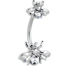 Load image into Gallery viewer, Clear Gem Bees Beautiful Insect Double Mount Belly Ring
