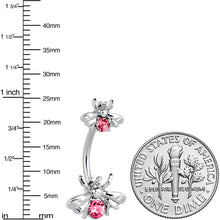 Load image into Gallery viewer, Pink Gem Bees Beautiful Insect Double Mount Belly Ring
