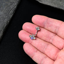 Load image into Gallery viewer, Purple Gem Bees Beautiful Insect Double Mount Belly Ring

