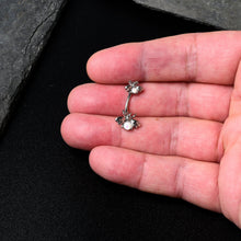 将图片加载到图库查看器，White Opalescent Bees Beautiful Insect Double Mount Belly Ring
