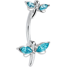 将图片加载到图库查看器，Blue Gem Simple Stylized Dragonfly Double Mount Belly Ring
