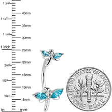 将图片加载到图库查看器，Blue Gem Simple Stylized Dragonfly Double Mount Belly Ring
