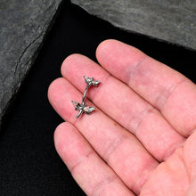 将图片加载到图库查看器，Clear Gem Simple Stylized Dragonfly Double Mount Belly Ring
