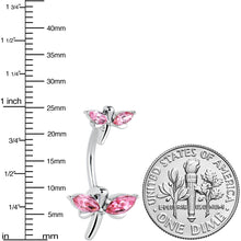 Load image into Gallery viewer, Pink Gem Simple Stylized Dragonfly Double Mount Belly Ring
