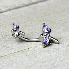 将图片加载到图库查看器，Purple Gem Simple Stylized Dragonfly Double Mount Belly Ring
