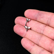 将图片加载到图库查看器，White Opalescent Simple Stylized Dragonfly Double Mount Belly Ring

