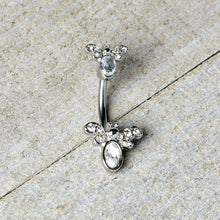 Load image into Gallery viewer, Clear Gem Fanciful Butterfly Double Mount Belly Ring
