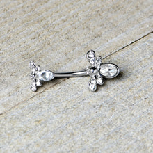 Load image into Gallery viewer, Clear Gem Fanciful Butterfly Double Mount Belly Ring

