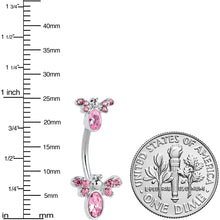 Load image into Gallery viewer, Pink Gem Fanciful Butterfly Double Mount Belly Ring
