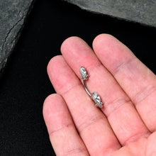 将图片加载到图库查看器，Clear Gem Art Deco Ovals Double Mount Belly Ring
