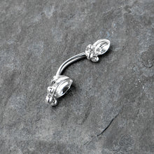 将图片加载到图库查看器，Clear Gem Art Deco Ovals Double Mount Belly Ring
