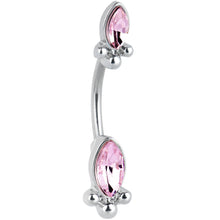 将图片加载到图库查看器，Pink Gem Art Deco Ovals Double Mount Belly Ring
