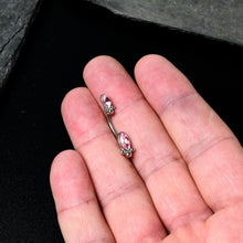 将图片加载到图库查看器，Pink Gem Art Deco Ovals Double Mount Belly Ring
