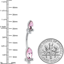 将图片加载到图库查看器，Pink Gem Art Deco Ovals Double Mount Belly Ring
