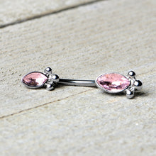 将图片加载到图库查看器，Pink Gem Art Deco Ovals Double Mount Belly Ring
