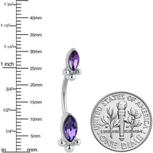 Load image into Gallery viewer, Purple Gem Art Deco Ovals Double Mount Belly Ring

