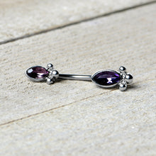 Load image into Gallery viewer, Purple Gem Art Deco Ovals Double Mount Belly Ring
