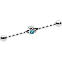 Load image into Gallery viewer, 14G Blue Gem Bee Beautiful Insect Industrial Barbell 38mm
