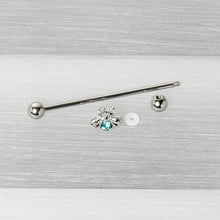 Load image into Gallery viewer, 14G Blue Gem Bee Beautiful Insect Industrial Barbell 38mm
