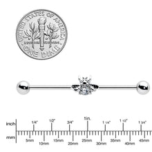 Load image into Gallery viewer, 14G Clear Gem Bee Beautiful Insect Industrial Barbell 38mm

