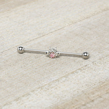Load image into Gallery viewer, 14G Pink Gem Bee Beautiful Insect Industrial Barbell 38mm
