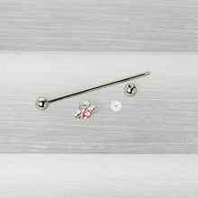 Load image into Gallery viewer, 14G Pink Gem Bee Beautiful Insect Industrial Barbell 38mm
