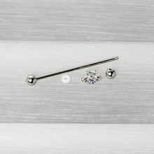 Load image into Gallery viewer, 14G Purple Gem Bee Beautiful Insect Industrial Barbell 38mm
