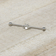 Load image into Gallery viewer, 14G White Faux Opal Bee Beautiful Insect Industrial Barbell 38mm
